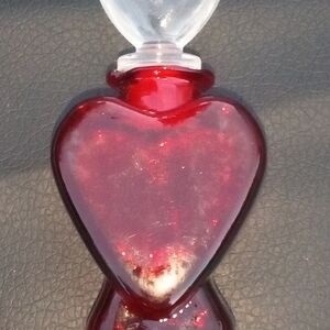 Elegant Red Heart Glass Perfume Bottle NWOT
